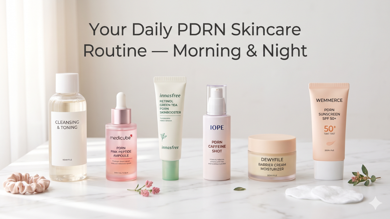 PDRN Korean skincare product lineup