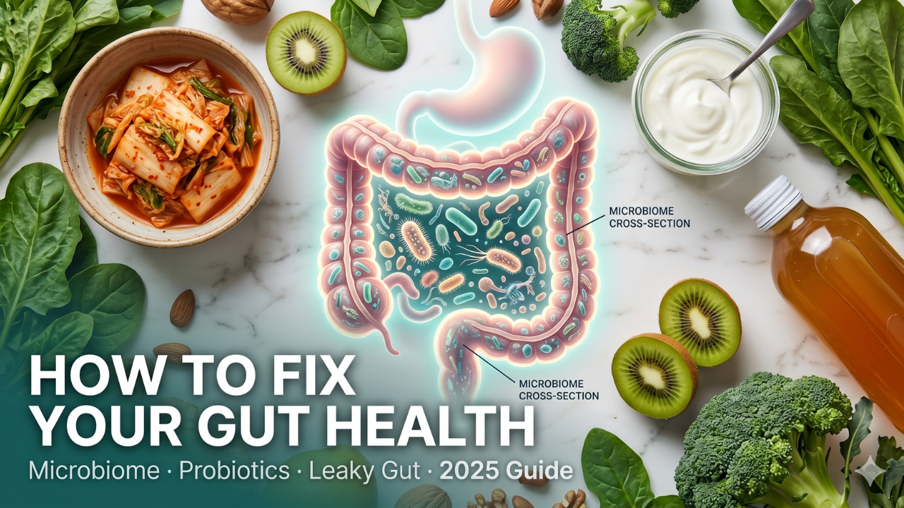 How to Fix Your Gut Health: The Complete Guide to Microbiome, Probiotics & Leaky Gut (2025)