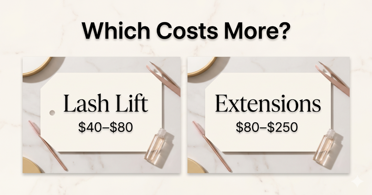 Lash lift versus extensions side by side