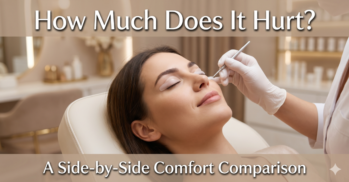 Lash lift treatment comfort comparison