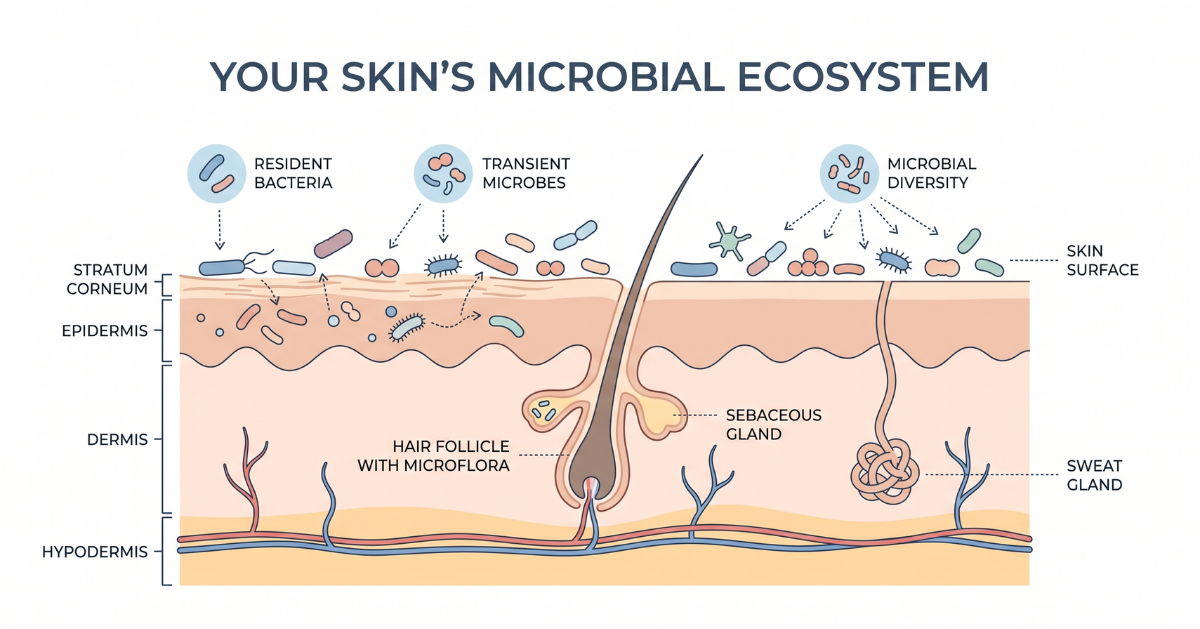Skin microbiome ecosystem diagram