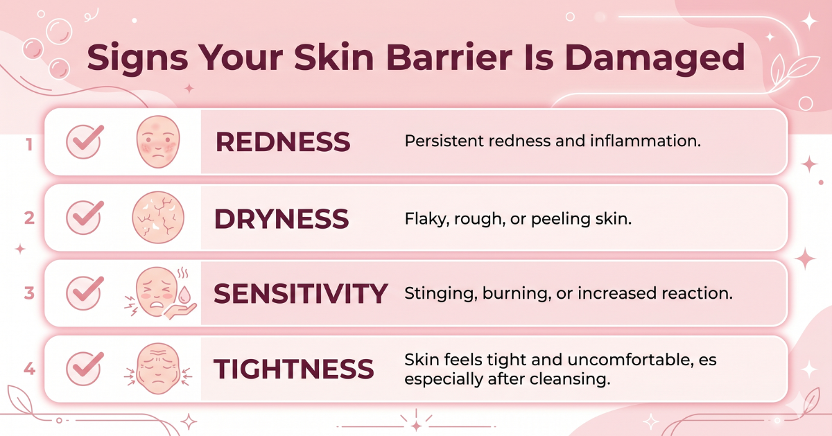 Signs of damaged skin barrier checklist