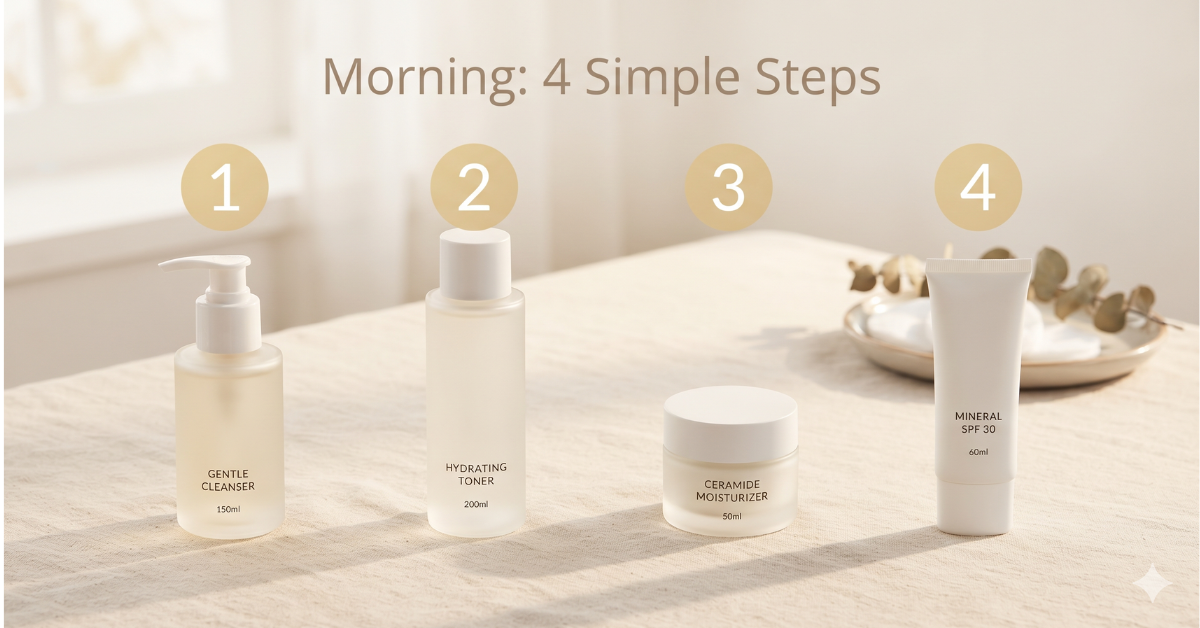 Morning skincare routine steps