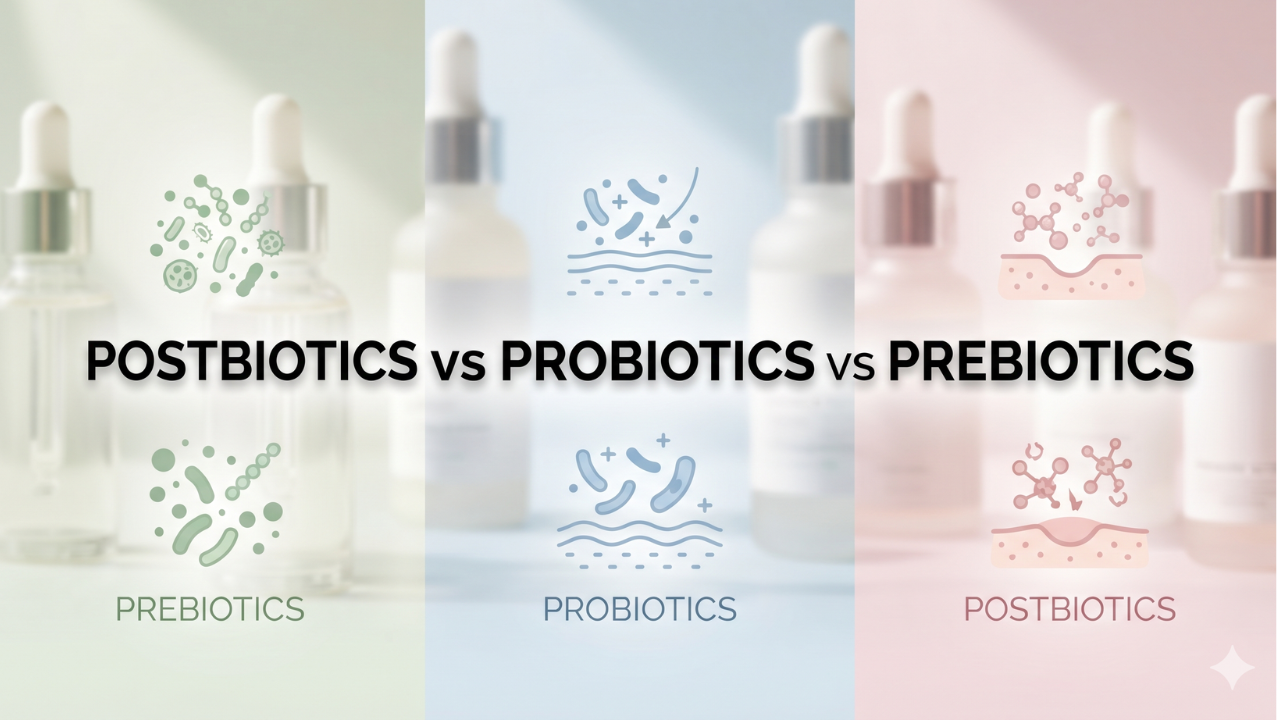 Postbiotics vs. Probiotics vs. Prebiotics: What Your Skin Barrier Actually Needs.