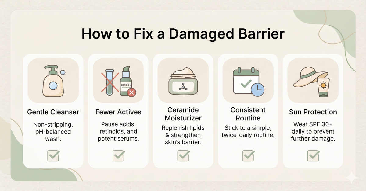 How to fix a damaged skin barrier checklist