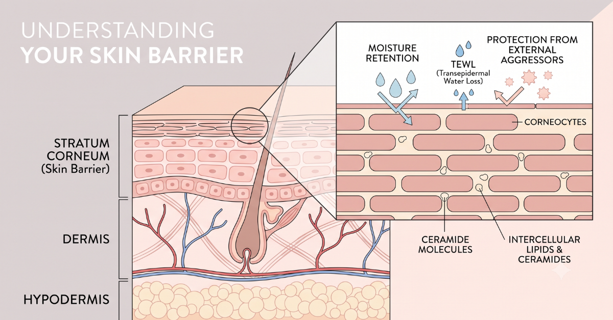 Close up of skin texture illustrating barrier damage signs