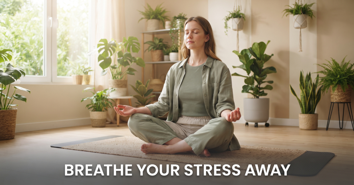 Breathing exercises and mindfulness to reduce stress hormone naturally