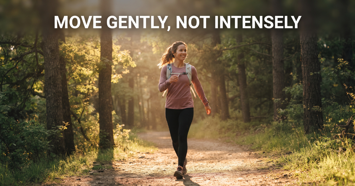 Gentle walking exercise to lower cortisol instead of intense workouts