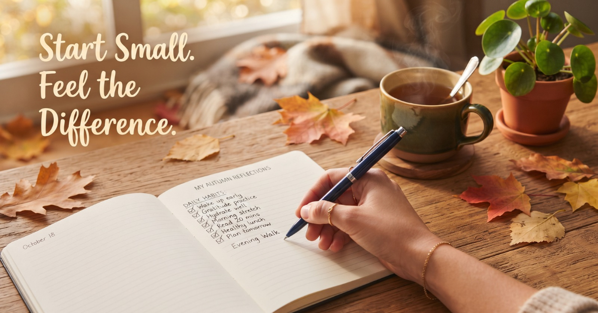 Daily fall holistic wellness routine schedule infographic